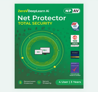 Software de Seguridad Net Protector Antivirus Total Security, Suscripción para 4 Usuarios, 3 Años (Entrega por Correo Electrónico en 1 Hora - Sin CD)
