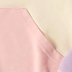 Conjunto de Sudadera con Bloques de Color para Niñas, Rosa Pastel, Morado, Amarillo, Tejido de Felpa Francesa - Product Image 4