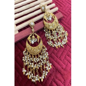 Classy Best Quality Brass Gold Plated Zircon Charm <b>Earrings</b> Stylish Trendy Look for Women And Girls Wedding Collection - Product Image 2