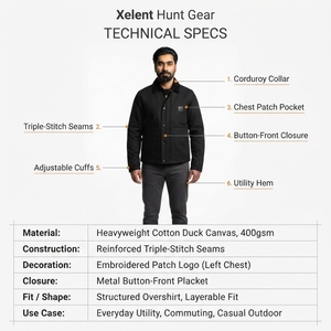 Chaqueta de trabajo cómoda de sarga 100% algodón para hombre, uniforme casual, camisa de trabajo con etiqueta privada OEM, estampado serigrafiado, detección de agujas - Product Image 5