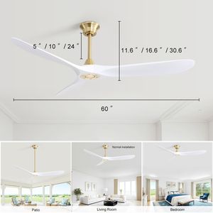 Ventilatore da Soffitto Moderno da 60 Pollici in ABS con Telecomando a 6 Velocità e Motore DC Reversibile per Camere da Letto - Product Image 6