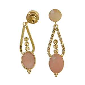 Pendientes colgantes chapados en oro vintage con piedra de ágata y diseño geométrico para mujer, joyería de fiesta - Product Image 3
