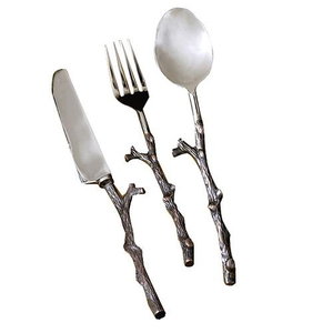 Juego de cubiertos de metal hechos a mano, diseño tradicional, cubiertos elegantes de primera calidad, económicos, para mesa, de acero espejado. - Product Image 1