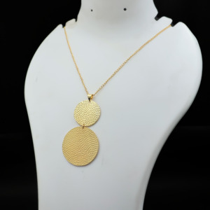 Minimal 18k Gold Plated <b>Double</b> Disc <b>Necklace</b> – Sleek Contemporary Jewelry Gift - Product Image 5