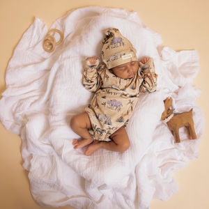 Body en bambou élasthanne organique à manches longues imprimé safari de qualité supérieure Sous-vêtements pour bébé - Product Image 1