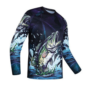 Camisa de Pesca Personalizada al por Mayor, 100% Poliéster, UPF 50, Color Degradado, Transpirable, Protección UV, Secado Rápido, Manga Larga, para Hombre y Mujer - Product Image 1
