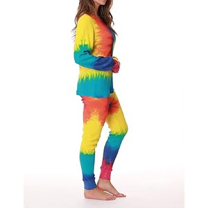 Conjunto deportivo informal transpirable antiarrugas para mujer con estampado tie-dye de secado súper rápido, muy demandado y cómodo. - Product Image 3