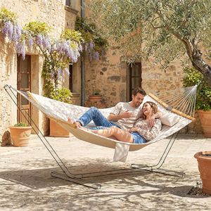 Cream White 2-Person Outdoor <b>Hammock</b> with Pillow and Pad Durable and Comfortable 440 Lbs Capacity - Product Image 2