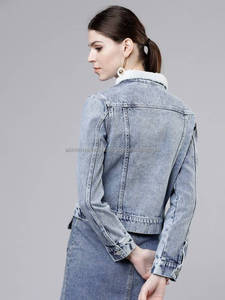 แจ็กเก็ตยีนส์ขนสัตว์สำหรับผู้หญิง,แจ็กเก็ตยีนส์เสื้อคลุมสำหรับผู้หญิงเสื้อยีนส์ขายส่งและสั่งทำได้ตามต้องการ - Product Image 4
