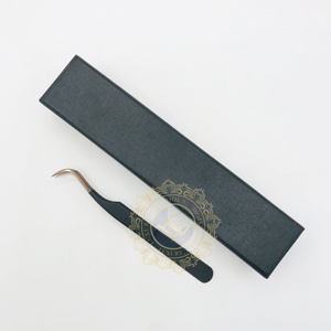 แหนบคีบขนตาแบบกำหนดเองแหนบเคลือบผงสีดำด้านสีโรสโกลด์สไตล์ใหม่ - Product Image 2