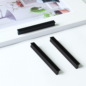 Hot Selling Wholesale Hardware Supplies Modern Matte Black Aluminum Alloy Edge <b>Pull</b> Handle for Kitchen Bathroom Cabinet <b>Drawer</b> - Product Image 4