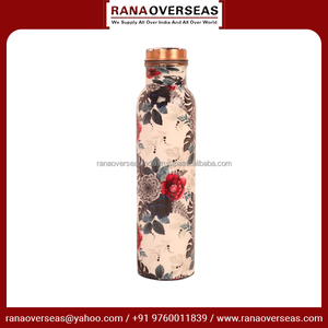 Botella de agua de cobre con estampado floral, gran oferta de calidad superior, recipiente de cobre esmaltado para uso en interiores y exteriores - Product Image 3