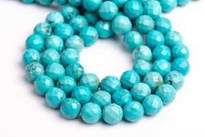 Perles rondes à facettes en pierre précieuse turquoise bleu menthe, pour la fabrication de bijoux, bracelet, collier, artisanat DIY - Product Image 4