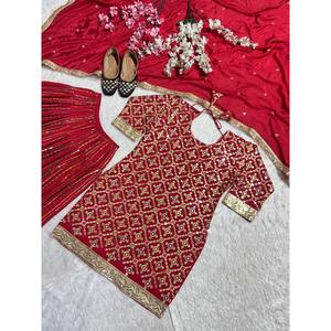 Conjunto de Fiesta para Mujer de Diseñador, Top, Patiala, Salwar, Dupatta - Product Image 4