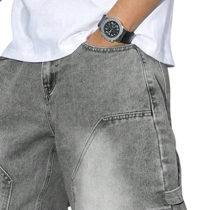 Vaqueros de mezclilla para hombre, estilo carpintero, holgados, de corte recto, desgastados y rotos, para trabajo y uso casual, 100% de color liso, para invierno - Product Image 3