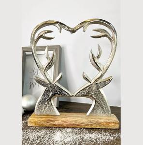 ของตกแต่งคริสต์มาสกลางโต๊ะทำจากอะลูมิเนียมและไม้ ดีไซน์หรูหรา สวยงาม พร้อมแสงเทียนระยิบระยับ ขายดีที่สุด - Product Image 1