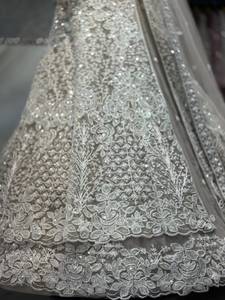 Robe Lehenga Choli Grande Taille en Dentelle Coupe A-Line avec Voile, Taille Naturelle, Broderie Florale, Manches Lanterne, Tenue de Mariage Formelle - Product Image 5