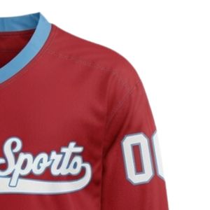 Maillot de hockey sur glace sublimé rouge et bleu pour hommes, col en V, rayé, en polyester, pour l'équipe sportive, entraînement et matchs - Product Image 4