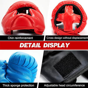 Conjunto de 3 Piezas de Equipo de Boxeo: Protector de Cabeza de Cuero Resistente a Impactos y Guantes de Boxeo para Hombres, Mujeres y Jóvenes Principiantes - Product Image 3