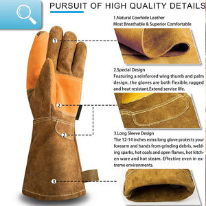 Guantes de Soldadura de Cuero Vacuno Personalizados de 16 Pulgadas con Forro de Algodón, Resistentes al Calor y a las Llamas - Product Image 3