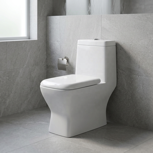 Ensemble complet de toilettes monobloc en céramique à double chasse, à poser au sol, pour projets de salles de bain modernes d'Asie - Product Image 2