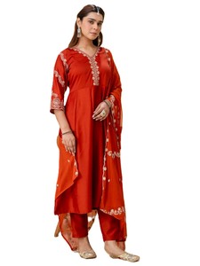 Ensembles de Kurta brodés pour femmes indiennes et pakistanaises avec travail de sequins, costumes pour femmes, robe Salwar Kameez pour adultes, qualité excellente - Product Image 3