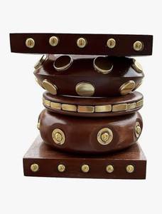Handmade Artificial Wooden Brass Bangles-Durable Hand Carved Multi-Shaped Chunky Bracelet Collection Smooth Finish <b>Wood</b> Craft - Product Image 2