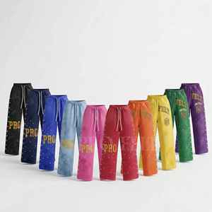 Pantalon taille haute avec clous scintillants, broderie personnalisée, coupe décontractée ample avec ceinture, pantalon tendance et élégant - Product Image 1