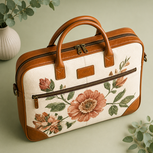 Floral Eco-Friendly Durable Jute Large Capacity <b>Laptop</b> <b>Backpack</b> Briefcase Convertible Business Bag Canvas Zipper Office College - Product Image 4