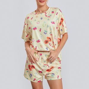 Conjunto de Dos Piezas de Algodón 100% para Mujer a Precio Económico, Ropa de Moda, Conjunto Informal de Camiseta Corta para Mujer - Product Image 1