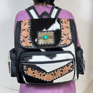 Sacs à dos pour femmes en cuir de vachette artisanal et gravé, élégants, avec pierre turquoise, poignée souple, sacs de voyage – Super Septembre - Product Image 3