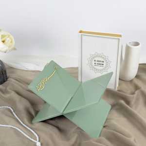 Green Foldable resin Book <b>Stand</b> With Arabic Engraving Minimalist Design For <b>Quran</b> Or Bible Reading Support - Product Image 2