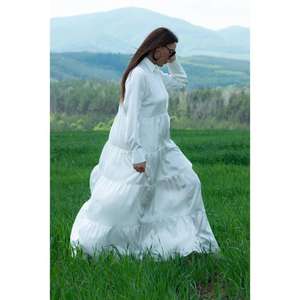 เดรสเชิ้ตยาวสีขาวสำหรับผู้หญิง แขนยาว ทรงหลวม สไตล์ลำลอง เรียบหรู ดูดี เป็นมิตรกับสิ่งแวดล้อม ซักได้ - Product Image 3