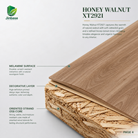 Panneau de bois aggloméré orienté (OSB) mélaminé Jinbase SXT2921 Noyer Miel 18mm E0 1220x2440mm pour la conception d'intérieur moderne