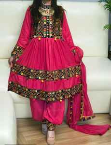 Robes de mariée afghanes pour femmes, robe élégante traditionnelle en mousseline de soie, broderie florale délicate, manches longues, respirante, pour occasions spéciales - Product Image 3