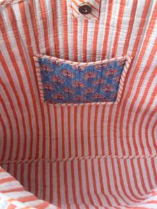 Sac de voyage en coton imprimé à la main, léger et matelassé, fait main, pour femme, bleu, avec fermeture éclair et broderie, portable - Product Image 3