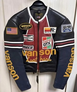 Vanson <b>Star</b> Motorcycle <b>Jacket</b> Genuine Cowhide Leather Eco-Friendly Streetwear Solid Color Black Red & Blue Windproof & Heated PK - Product Image 1