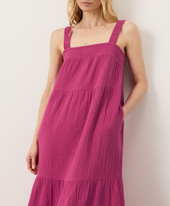 Women Maxi <b>Dress</b> Strap Square Collar Neck Tiered <b>Ruffle</b> Evening Gown <b>Dress</b> Summer Woven Cotton <b>Dress</b> Solid Color Breathable - Product Image 4