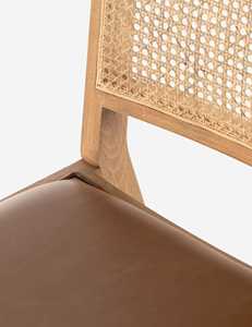 Chaise de salle à manger en teck massif avec dossier en rotin naturel, légère, écologique, design minimaliste, meuble artisanal pour - Product Image 6