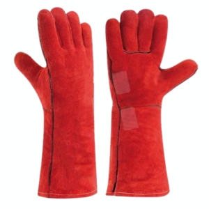 Gants de travail en cuir de vachette rouge de première qualité, réfléchissants, robustes, polyvalents, flexibles, pour la soudure, résistants à la chaleur - Product Image 1