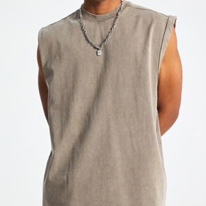 Débardeur en coton uni sans manches pour homme, taille plus, col rond, style décontracté tricoté - Product Image 2