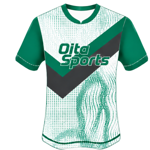 Ensemble uniforme de rugby vert émeraude, blanc et noir à manches courtes, maillot de rugby à col rond avec motif, short à cordon de serrage, performance athlétique - Product Image 3