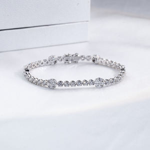 Graduated Round Brilliant Cut Lab Grown Diamond Tennis <b>Bracelet</b> 925 Sterling Silver 10K 14K 18K Gold Tapered Fine Jewelry - Product Image 3