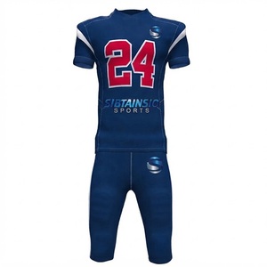 Conjunto de Camiseta y Pantalones de Fútbol Americano Azul Marino Personalizados, Uniforme de Equipo de Manga Corta, Ropa Deportiva, Kit de Equipo - Product Image 5