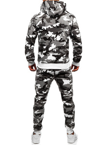 2026 Wholesale <b>Men's</b> <b>Camo</b> Printed Winter Hooded Breathable Printed Tracksuit Set Tech Fleece Solid Casual Training Wear - Product Image 3