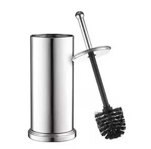 Matte Silver Stainless Steel <b>Floor</b> Standing Toilet <b>Brush</b> Holder Set Minimalist Modern Bathroom Deep Cleaning Tool Durable - Product Image 4