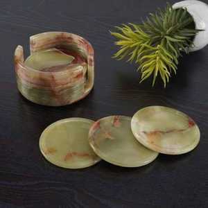 Juego de 6 posavasos de mármol ónix de lujo con soporte, elegante decoración para mesa de café y hogar - Product Image 6
