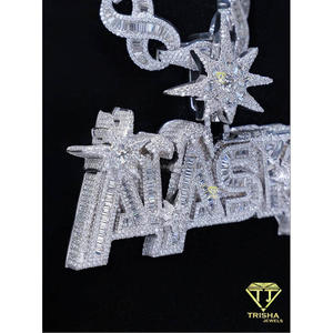 Wholesale <b>Custom</b> Letter Pendant <b>Necklace</b> Full Iced Cuban Link Hip Hop Jewelry Personalized <b>Name</b> Pendant Moissanite Gold Plated - Product Image 2