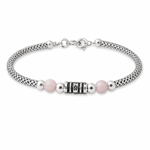 925 Sterling Silver Pink Crystal Beaded Chain <b>Bracelet</b> High Polish Vintage Style Women Girls Jewelry Gift Daily Wear Party - Product Image 4