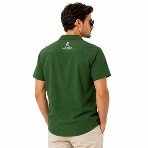 Chemise hawaïenne florale tropicale personnalisée pour homme, légère en polyester, col camp, boutonnée, pour l'été, la plage, les vacances, les stations balnéaires, OEM - Product Image 4